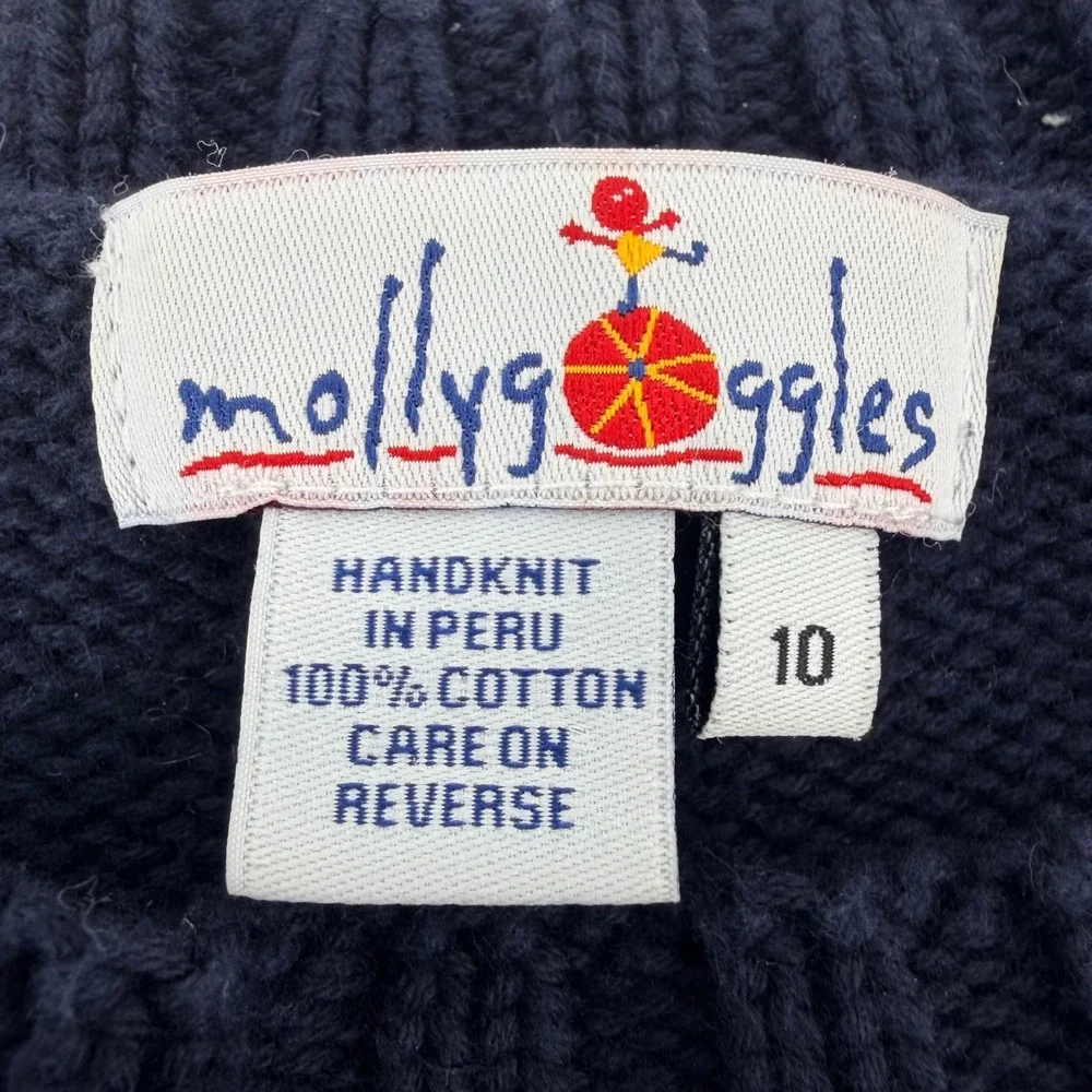 Molly Goggles New York Yankees Handknit Cotton Sweater Navy Blue Women Size 10